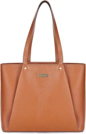 Blofinche Genuine Leather Tote Bag for Women Large Handbag Purse 2 Pocket, 15.6inch Laptop Compartment, Work Office Computer