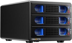 CENMATE 3 Bay 10Gbps Hard Drive Enclosure with Cooling Fan for 2.5"/3.5" SATA HDD/SSD with USB A/C 3.2 Gen 2, Support Hot Swappable, Daisy Chain Expansion, Tool-Free, DAS(NO RAID/NAS)
