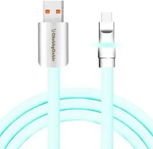 chubbycable Neon Chubby - Fast Charge Cable with Smart Light RGB Color Gradual Light Up LED USB Charging Cable, Light Blue, USB-A to Type-C, 8.5 FT