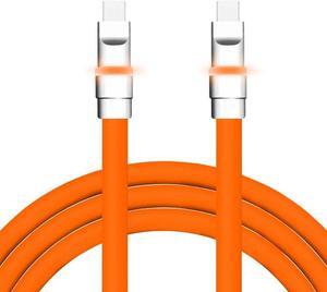 chubbycable Neon Chubby - Fast Charge Cable with Smart Light RGB Color Gradual Light Up LED USB Charging Cable, Orange, Type-C to Type-C, 6.6 FT