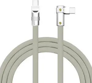 chubbycable FlexElbow Pro - 90deg Design 100W Fast Charge Cable Ultra-Thick Silicone Right Angle USB C Cable Universal Phone Tablets Charging Cord, Gray, Type-C to Type-C, 8.5FT