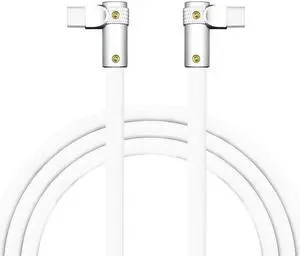 chubbycable FlexElbow Pro - 90deg Design 100W Fast Charge Cable Ultra-Thick Silicone Right Angle USB C Cable Universal Phone Tablets Charging Cord, White, Double Elbow Type C to Type C, 16.4FT