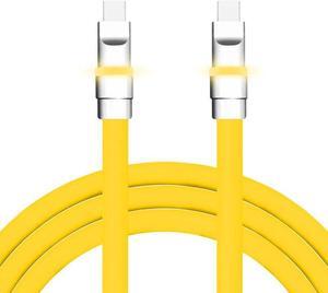 chubbycable Neon Chubby - Fast Charge Cable with Smart Light RGB Color Gradual Light Up LED USB Charging Cable, Yellow, Type-C to Type-C, 8.5 FT