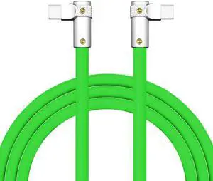 chubbycable FlexElbow Pro - 90deg Design 100W Fast Charge Cable Ultra-Thick Silicone Right Angle USB C Cable Universal Phone Tablets Charging Cord, Green, Double Elbow Type C to Type C, 4.9FT