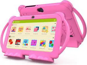 Android 12 Kids Tablet, 7 inch Tablet for Kids, 4GB RAM 32GB ROM Toddler Tablet with Case, Quad-core Processor, 1024*600 IPS Screen, Parental Control, Dual Camera, IWAWA APP Children Tablet for Girls