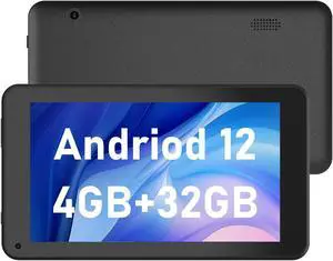 Android 12 Tablet, 7 inch Tablet, 4GB RAM+32GB ROM/ 1TB Expandable Tablet PC,1.6Ghz Quad-core Processor Computer Tablet, 1024*600 IPS Touch Screen, 5MP Dual Camera, 2.4G/5G WiFi6 BT 5.0 Games Tablet