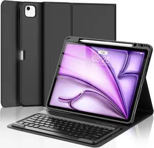 D DINGRICH Keyboard Case for iPad Air 13 inch (M2) 2024, Smart Folio Cover with Pencil Holder, Rechargeable, Magnetic Wireless Keyboard for iPad Air 13", Only Compatible with Model A2898/A2899/A2900