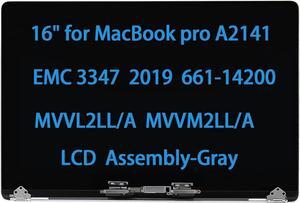 Daplinno 16" Screen Replacement for MacBook pro A2141 EMC 3347 2019 LCD Screen Replacement Display Assembly MVVL2LL/A MVVM2LL/A 661-14200 (Space Gray)