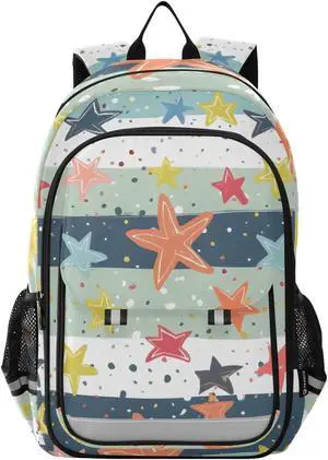 senya School Backpack Kids College Rucksack Travel Bookbag Fashion Back Pack Girls Boys Star Colorful