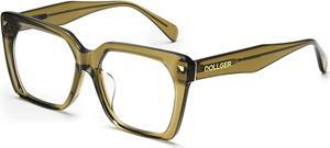 Dollger Oversized Blue light Glasses for Women Men Square Frame Computer Screen Blue light Blocking Eyeglasses Acetate Chunky Big Fashion Green Glasses