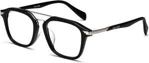 Dollger Blue Light Blocking Glasses Square Frame Acetate Glasses for Men Women with Spring HingeBlack