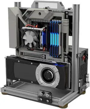 EDIY PC Test Bench Open Air Computer Case EATX ITX ATX MATX Motherboard Chassis Aluminum Bracket DIY Bare Frame EATX Support 120 240 360 Liquid Cooling Silver