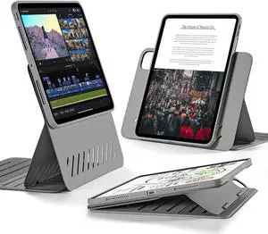 ESR for iPad Pro 11 Inch Case (2022/2021/2020/2018, 4th/3rd/2nd/1st Generation), Removable Magnetic Cover, Adjustable Portrait/Landscape Stand with Raised Display View, 9 Standing Angles, Grey