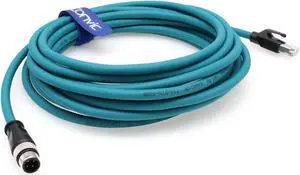 Eonvic M12 4-pin Male to RJ45 E4 Plug High Flex Cat5e Industrial Ethernet Cable Dynamic PUR (5M, Blue)