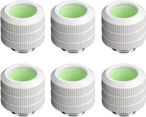 Osprey 6 Pack G1/4" Thread to OD 12mm Compression Fittings, Brass and Aluminum Alloy Fittings for Computer Water Cooling Systems with Anti-Off Adapters, White