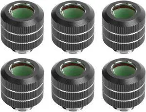 Osprey 6 Pack G1/4" Thread to OD 12mm Compression Fittings, Brass and Aluminum Alloy Fittings for Computer Water Cooling Systems with Anti-Off Adapters, Black