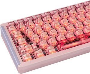 GEKUCAP 157 Keys Clear Keycaps Full Set, Cherry Profile Keyboard Keycaps, Transparent PC Material Custom Keycaps for 60% 65% 75% 100% Cherry Gateron Mx Switches Mechanical Keyboard(Pink)