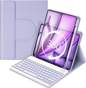 GOOJODOQ Keyboard Case for iPad Air 6 13-inch 2024 M2,iPad Pro 12.9 inch 6th/5th/4th/3rd Gen,360 Rotating Case and Magnetic Detachable Keyboard with Pencil Holder,Portrait/Landscape Modes-Purple
