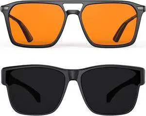 Goiteia 100% Orange Blue Light Blocking Glasses-Oversized Polarized Sunglasses Over Glasses