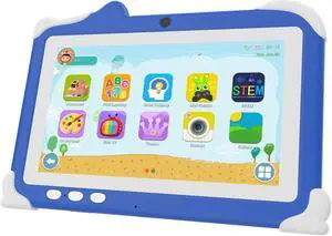 HOTTABLET Kids Tablet, 7" Android 12 Tablet for Kids, 4GB RAM 32GB ROM Tablet with Case, 1.6Ghz Quad-core Processor Tablet, 3000mAh Battery, FHD Display, 5MP Camera,Parental Control Tablet, Blue