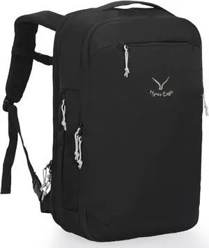 Hynes Eagle TSA Friendly Travel Backpack for Men Women Carry on Backpack 40L Flight Approved Laptop Backpack for 17 inches Compressible Weekender Bag Overnight Backpack Jet Black