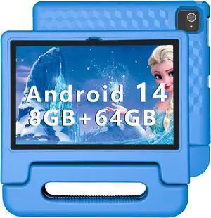 ITDULCET Kids Tablet, 10 inch Android 14 Tablet for Kids, 8GB RAM 64GB ROM Octa-Core Fast-Charging Battery Toddler Tablet with Shockproof Case, Bluetooth, WiFi, Parental Control, Dual Camera, GPS