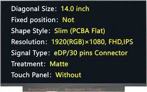 JHK JIEHONGKE New Screen Replacement for B140HAN04.0,eDP 30 Pins 1920(RGB)×1080 FHD IPS Matte LCD LED Display