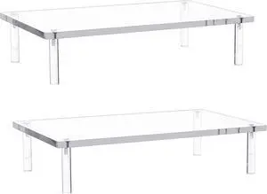 Jusalpha 2 PC Acrylic Monitor Stand - 10mm Thick Clear Platform - 14.5'' x 9'' x 3.4'' Desktop/ Laptop/ Monitor Riser Stand - For Laptop, PC, Notebook, Printer, Computer, Flat Screen LCD TV