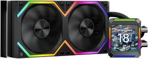 Jungle Leopard ASTROSHEL LCD 240 ARGB AIO Cooler, Customizable 2.8in LCD Display for GIFS,Images,MP4,Performance Metrics,Screen with 320 * 320 Resolution, Customizable 240mm LCD Screen Liquid Cooler