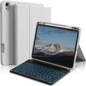 kenke for iPad 11/10th Gen Case with Keyboard 11/10.9 inch 2025 A16/2022, Detachable Wireless Bluetooth Keyboard Case with Right Side Pencil Holder, Backlit Black Square Keycaps (Gray