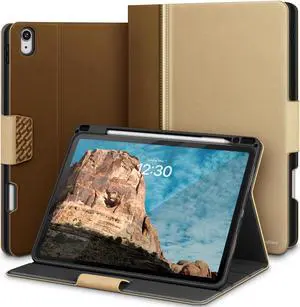 KingBlanc Case for iPad Air 11-inch 2024 (M2) 6th Generation, iPad Air 5th/4th Generation 10.9" (2022/2020) with Pencil Holder, PU Leather Smart Cover, Auto Wake/Sleep, Multi-Angle Viewing, Beige
