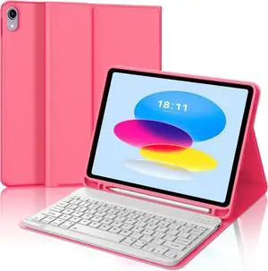 KVAGO Keyboard Case for iPad (A16) 11th Generation, Smart Stand Folio Keyboard Cover with Pencil Holder for iPad 11-inch A16 2025 10th Gen 10.9 Inch 2022, Detachable Bluetooth Keyboard (Red)