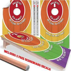 Cornhole Wraps for Boards Vinyl Decals (Set of 2) Rainbow Challenge Circles - Fall Festival Carnival Game Bean Bag Toss Cornhole Wraps Stickers Cornhole Skins (Boards Not Included)
