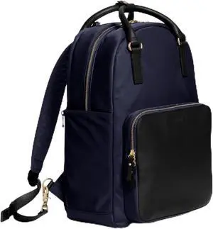 Lo & Sons The Rowledge Convertible Nylon Backpack Tote for Women - Work, Travel, Laptop Bag, Water-Resistant, Fits 13" Laptop, Black Nylon
