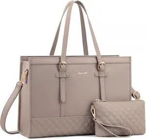 LOVEVOOK Laptop Bag for Women,15.6 inch Laptop Tote Bag Waterproof PU Leather Computer Bag Work Bags for Business Office, Large Capacity Laptop Purse Professional Work Tote Black