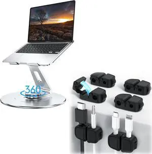 Adjustable Laptop Stand & Calb Clips Magnetic Cable [Natural Rubber], Ergonomic Protable Laptop Riser for Collaborative Work, Cable Smooth Cord Holder