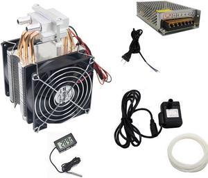 60W 12V Semiconductor Refrigeration Cooler Kit, TEC1-12706 DIY Peltier Cooler with Dual Cooling Fan + 12V 3W Submersible Pump & Tube + 12V 10A Switch Power Supply Driver + Thermometer with Probe