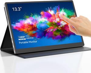 Miktver 13.3 Inch Portable Touchscreen Monitor, 1920X1080 Full HD IPS Capacitive Touchscreen Monitor with 2 USB C Ports & HDMI Port Compatible with PC/Laptop/Phone/Mac/Xbox/PS4