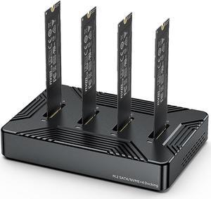 MiliPow 4-Bay M.2 NVME SATA SSD Enclosure Tool-Free, USB 3.2 Gen 2 10Gbps External Hard Drive Docking Station for M.2 NVMe PCIe (M Key, B+M Key) and SATA NGFF (B+M Key), Up to 32TB