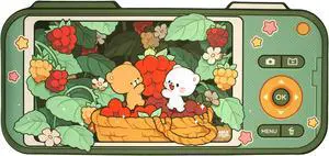 Green Berry Picking Desk Mat Authentic Milkmochabear Merchandise (35.4" x 18.1") Inches Cute Extra Large Gaming Mouse Pad with Non-Slip Rubber Base for Computer Keyboard Laptop Home Office Accessories