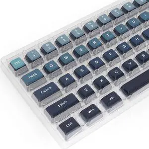 MOLGRIA PBT Pudding Keycaps 126 Set, Custom ASA Profile 4-Side Transparent Key Caps Gradient Cyan Themed for 60/75/98 Percent Cherry MX Switch RGB Backlit Mechanical Gaming Keyboard ANSI Layout