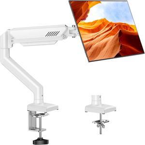 Single Monitor Arm Desk Mount Fits 13 to 32 inch, Holds 4.4 to 19.8lbs Computer Monitor, Adjustable Monitor Stand with Clamp/Grommet Mounting, 75/100mm VESA Monitor Mount, White, Freelift