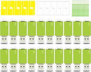 Nicepicten 1GB USB Flash Drive 20 Pack Thumb Drive Zip Drive Bulk USB 2.0 Flash Drive USB Stick Metal Jump Drive Pendrive with 20PCS Lanyard Label - USB Key for Office School Project, Green 20PCS 1GB