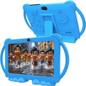 PEICHENG Kids Tablet 7 inch Android 12.0 for Toddler, 4GB RAM 32GB ROM Bluetooth IPS Screen Parental Control Dual Camera Shockproof Case for Educational Games, (1PCS, Blue)