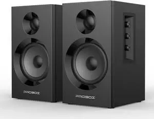 Probox BT16 Active Bookshelf Speakers 3.5" Woofer with 1" Tweeter, 60W RMS-Bluetooth 5.3, Built-in 24bit DAC Dynamic 3D 2.0 Surround Sound, Computer Gaming PC Speakers - Black
