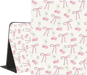 JOYLAND Cherry Bowknot Pad Case Compatible with iPad Air 11" M3/M2(2025/2024)/iPad Air 4/Air 5 10.9" with Pencil Holder Pink Girly Leather Cover Folio Stand Cover with Auto Sleep/Wake for Kids Girls