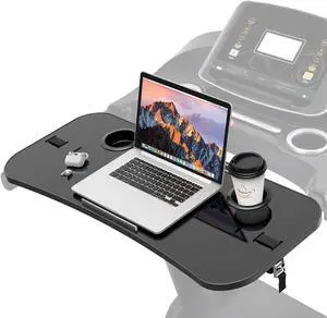 Qsxou Treadmill Desk Attachment, 36 Inches Tread Tray Workstation Handlebars Platform with Laptop Holder, Cup Tablet Holder, Ergonomic Stand with Cooling Holes(Black)