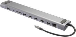 Type-C Hub, USB C to USB 3.0 Hub, (11 in 1) Gigabit Ethernet / 4K HDMI / 5 USB 3.0 / VGA/SD/Micro SD Card Reader/PD Charging Port for MacBook Pro/Air, Chromebook, Other Type C Laptop