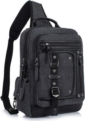 Schkleier Messenger Bag for Men Canvas Sling Bag Crossbody Backpack Laptop Shoulder Bag Hiking Daypacks Casual Tactical