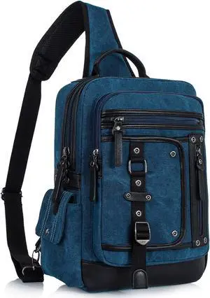 Schkleier Messenger Bag for Men Canvas Sling Bag Crossbody Backpack Laptop Shoulder Bag Hiking Daypacks Casual Tactical